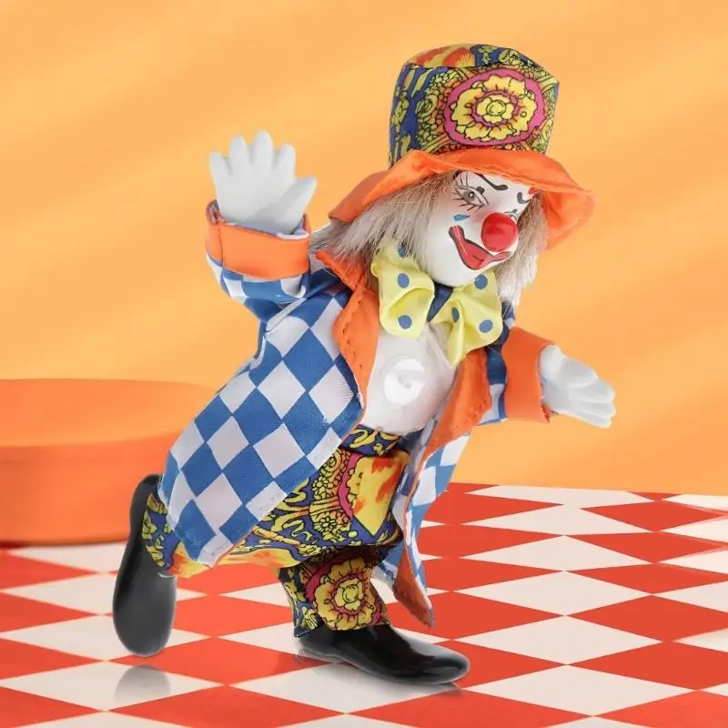 

Traditional Ceramic Clown Doll With Movable Poses Seasonal Display Accent Toy L8RB