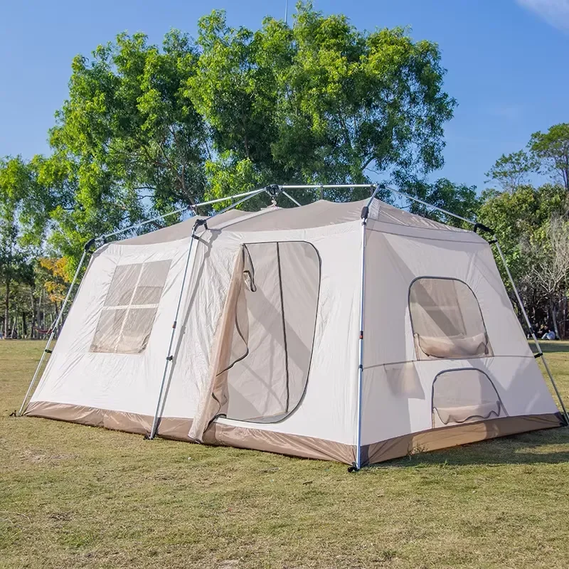 Spacious Outdoor Double Layer Camping Tent With Durable Aluminum Alloy Frame PU 3000mm Waterproof Rating For6-8 Persons
