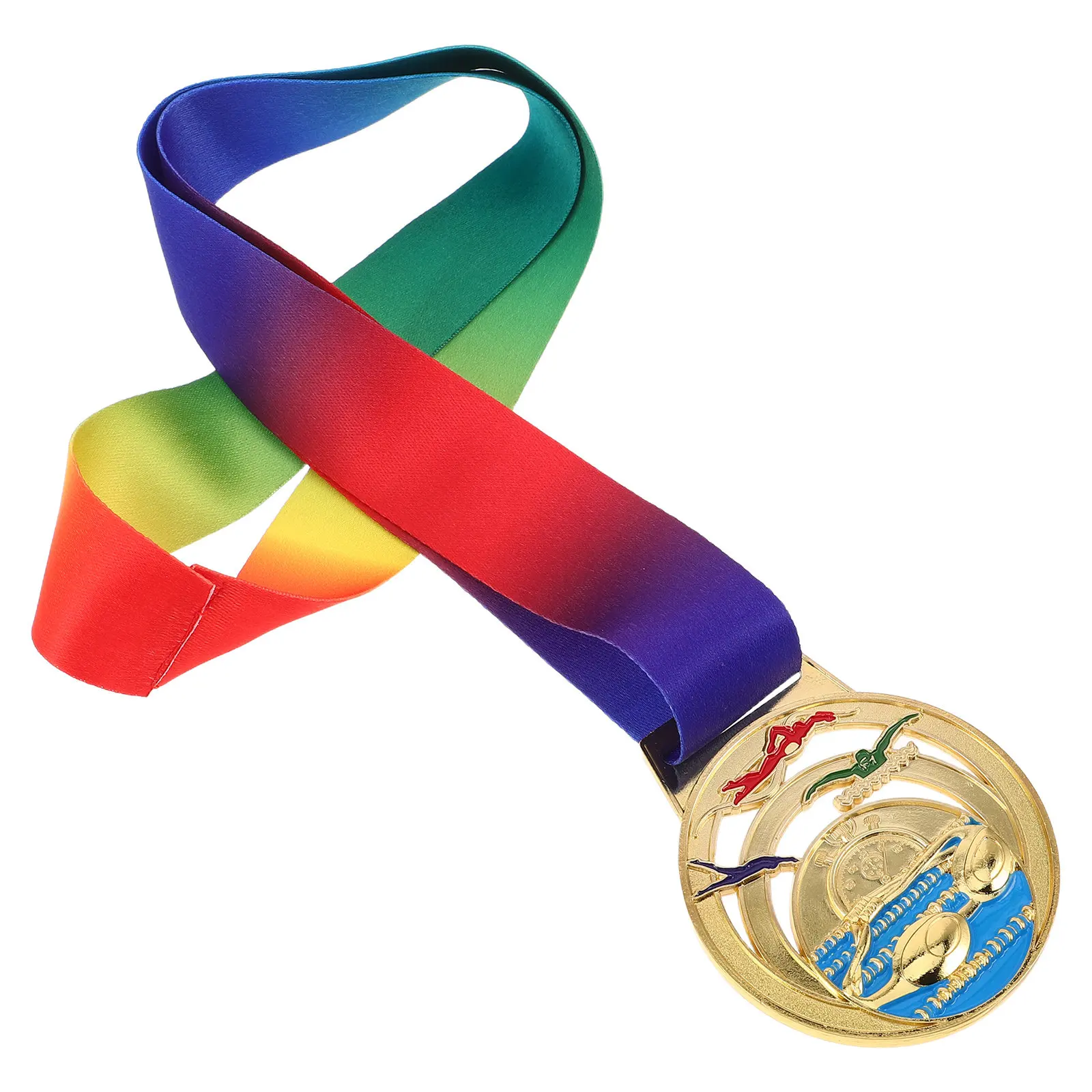 

Creative Metal Swimming Medal with Neck Ribbon First Place Award Trophy Sports Competition Awards for Athlete Recognition Gold