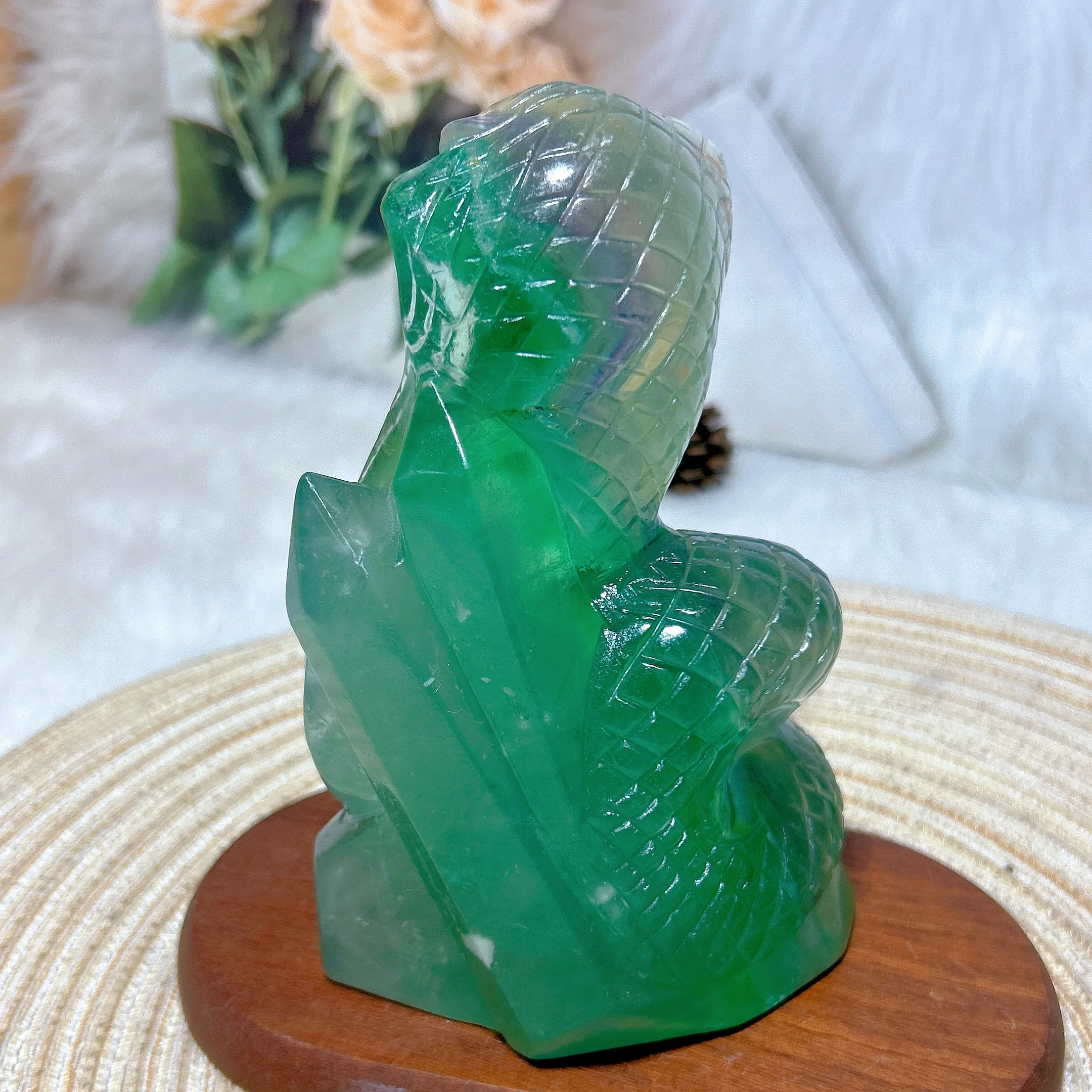 Natural Crystals Fluorite Snake Colorful Animal Carving Mineral Healing Home Decorations Gemstones Hot Sale Gift