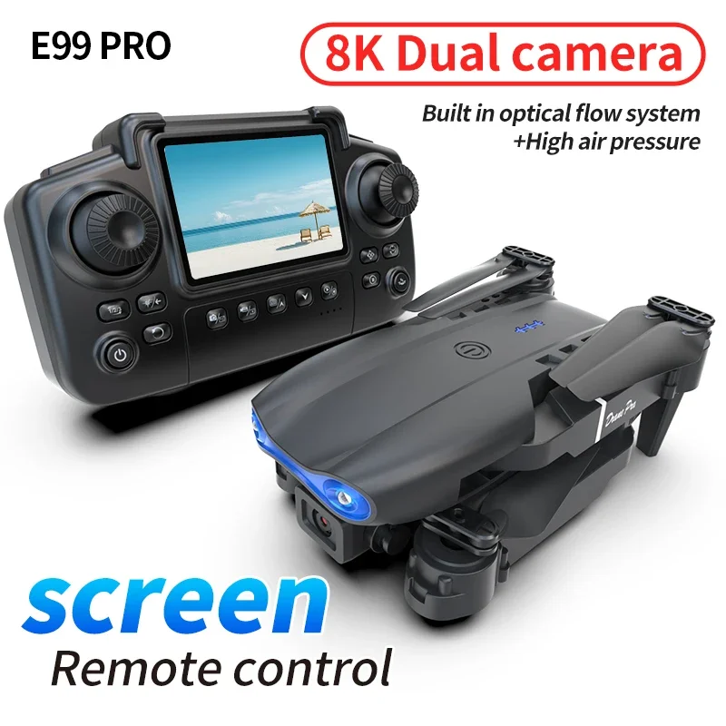 طائرة بدون طيار E99 Pro مع كاميرا 8K HD وجهاز تحكم عن بعد كوادكوبتر بأربعة محاور لارتفاع الطائرات لعبة طائرة GPS للتصوير الجوي