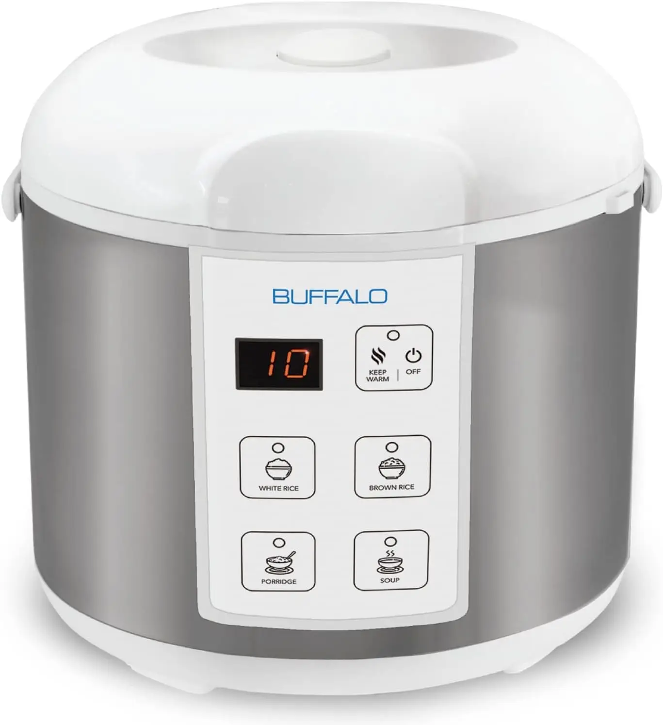 Olla Arrocera Clásica de 10 Tazas con Recipiente Interior de Acero Inoxidable, Eléctrica para Arroz Blanco/Marrón, Fácil de Limpiar, con Función de Mantener Caliente
