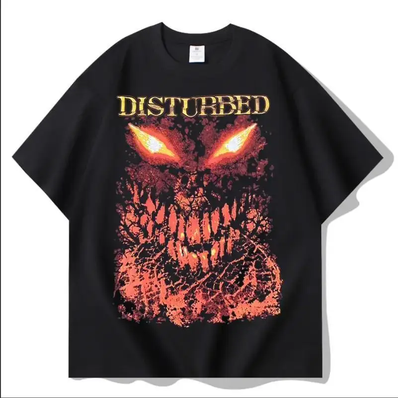 

2025 Summer Niche Flame Style Street Beast Print Hip-hop Pure Cotton Short Sleeved Round Neck T-shirt Loose and Trendy
