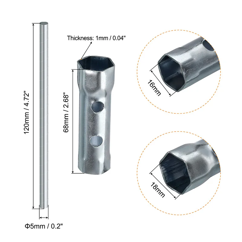 3 Pcs Spark Plug Wrench 16/18mm 10/12mm 8/10mm Dual Ended Wrench Socket Tool Spanner Set with Torque Bar Handle For Car Auto