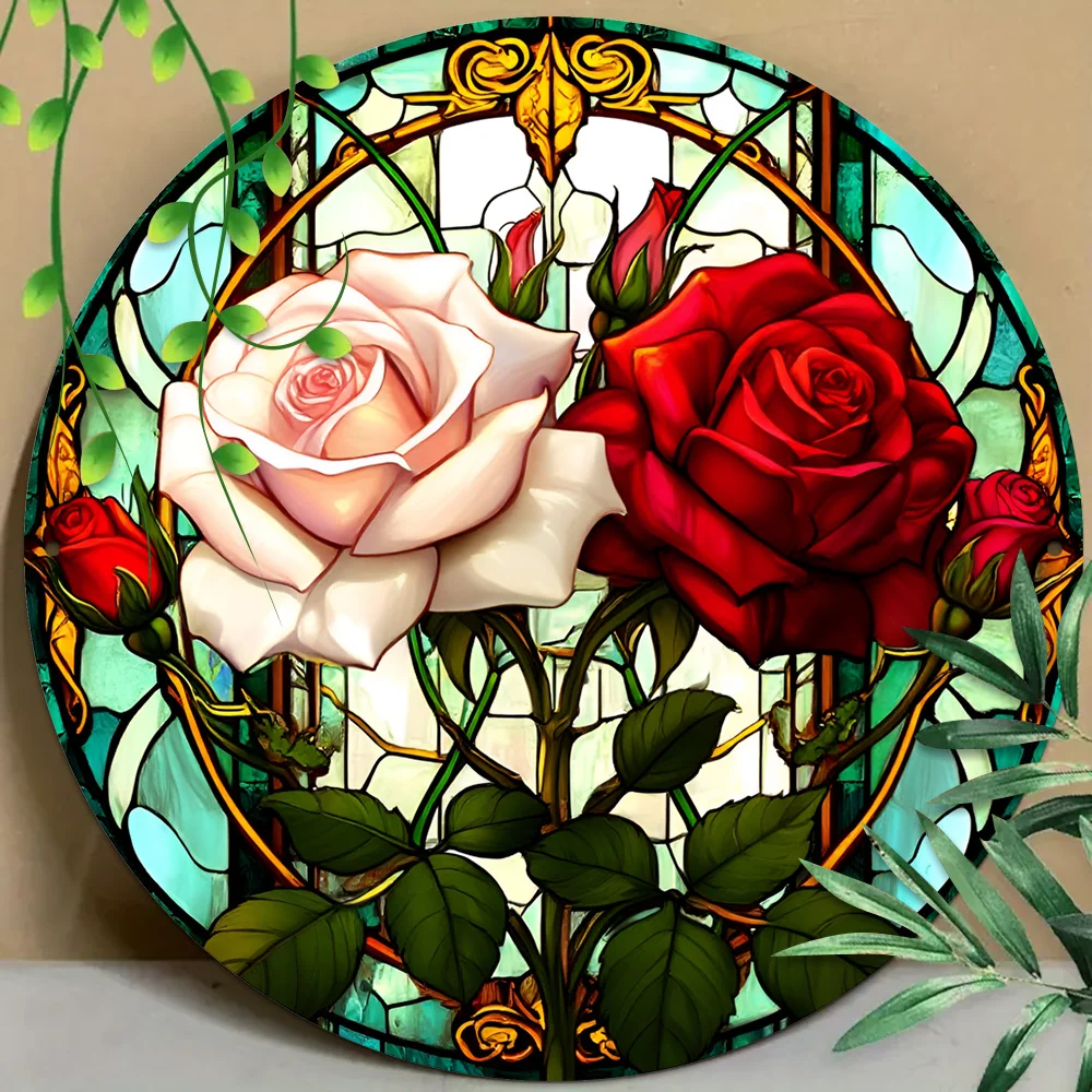 1 Stück Vintage Floral Aluminium Wandkunst, 20,3 x 20,3 cm vorgebohrtes inspirierendes Retro-Schild, Mehrzweck-Heim- und Bardekoration, kein Elektriker