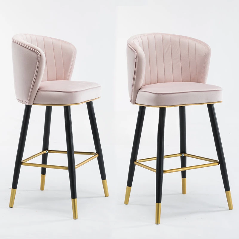 Light Luxury Flannel Bar Chair Hotel Front Desk Home Kitchen High Chair Height 55cm 65cm 75cm Bar Stools sillas para barra