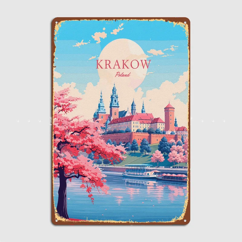 Krakow Poland Travel Metal Custom Sign Living Room Wall Indoor Decor Room Decoration Bedroom Posters Home Decor