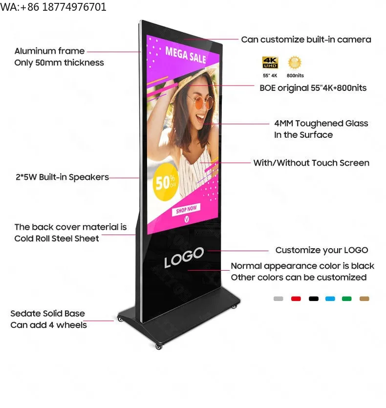 

Android Smart TV Floor Stand LCD Touch Screen for Shopping Mall Airport Welcome Display Outdoor Digital Signage Price Display