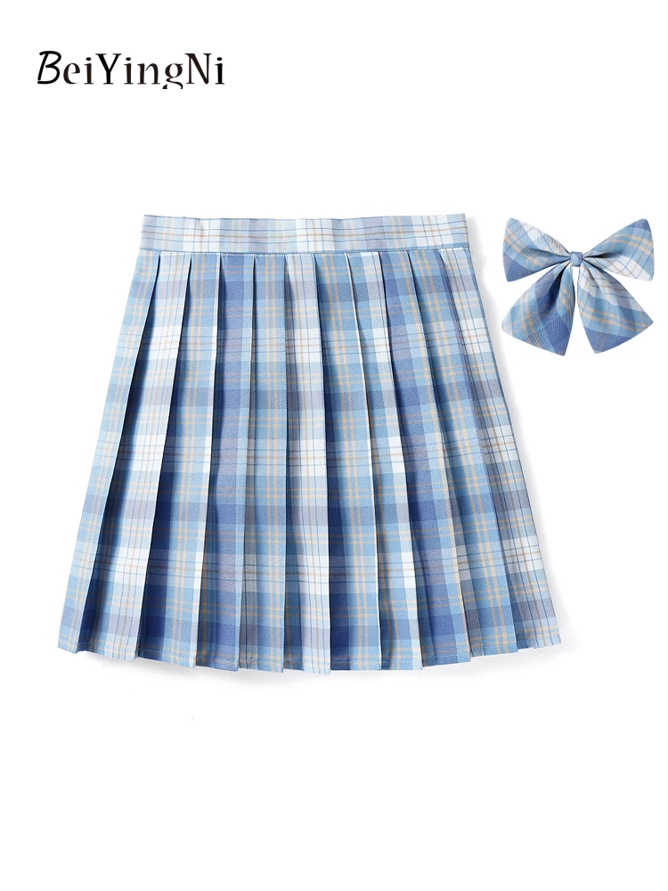 Beiyingni Women's Skirt Lining Leisure Vintage Stylish Short Pleated Skirts With Safety Pants Harajuku Y2K Plaid A-line Skirts