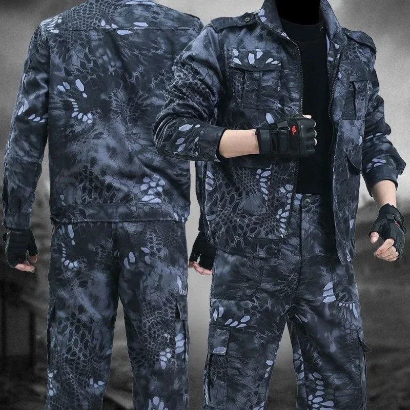 Men's Soft Tracksuit Outdoor Motorcycle Riding Suit Designer Python Pattern Wear-resistant Overalls Labor Insurance Uniform 2026