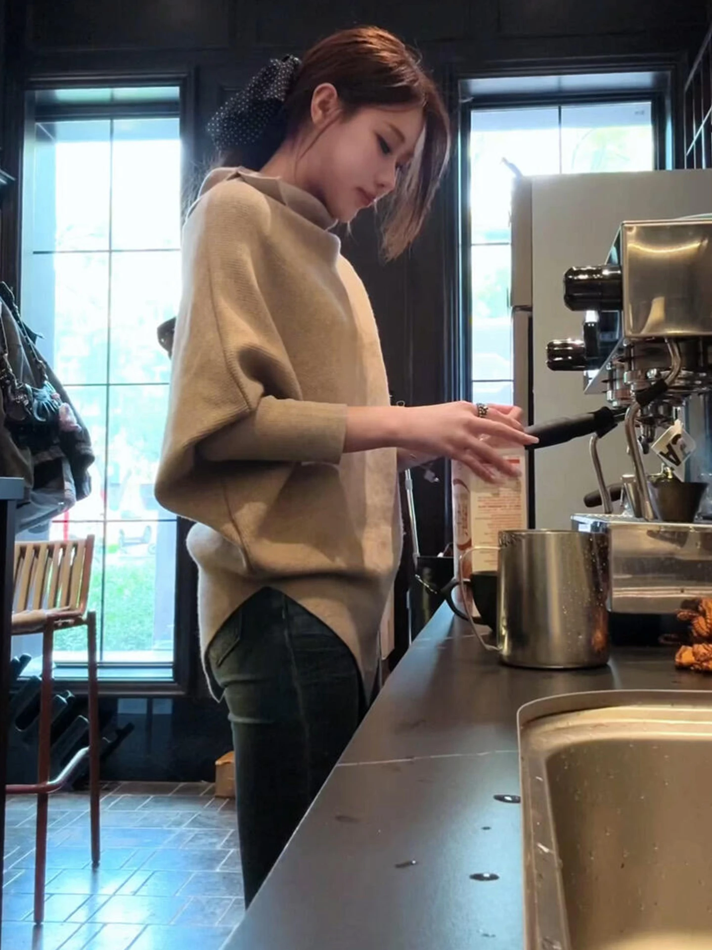 

Loose Batwing Sve Sweater Women's Spring Autumn New Sle Design Knitted Top High Collar Comfortable Versatile Fem Faion