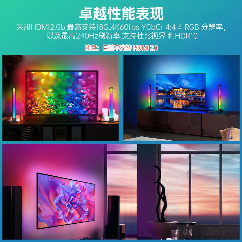 MIUCDA Tuya WiFi Smart Ambient TV LED Backlight HDMI 2.0 TV Backlight Led Strip Lights Kit Alexa Voice Google Assistant Control