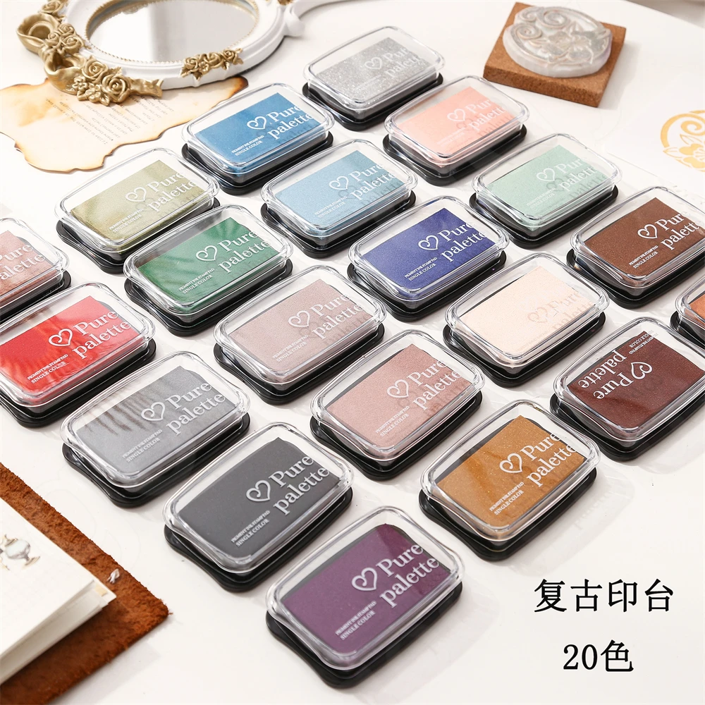 20 Colors Vintage Solid Color Ink Pad Creative DIY Hand Account Decoration Finger Stamp Ink Stamp Accessories