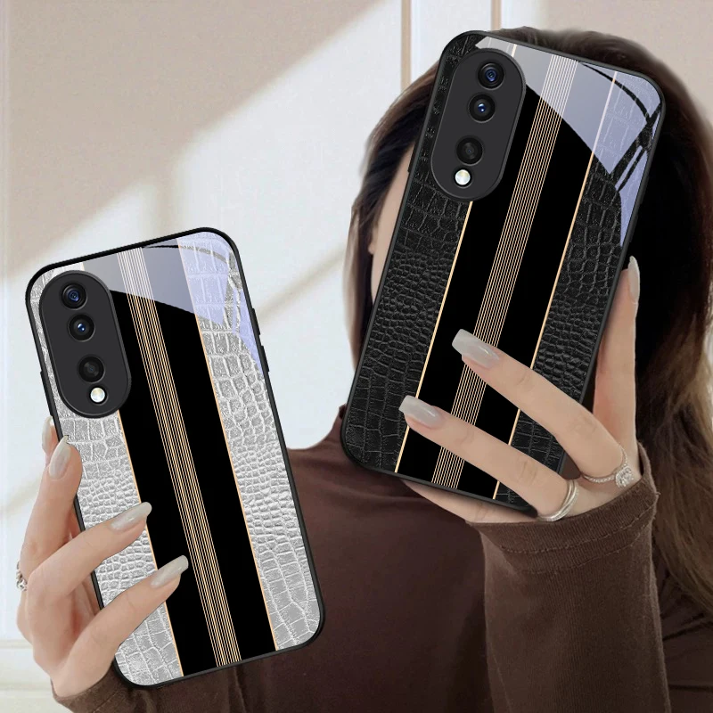 Crocodile skin texture For Honor Magic 4 5 6 Pro 7 X6 X9c X9 X6b X8 X9b X5b X8b 30 Pro+ 50 Pro 70 90 200 Lite Glass Phone Case