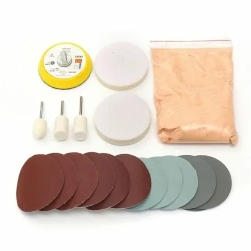 VERYUS 20Pcs/Set Watch Glass Polishing Kit Glass Cleaning Scratch Removal Polishing Pad Wheel 50mm Backing Pad Durable Quality