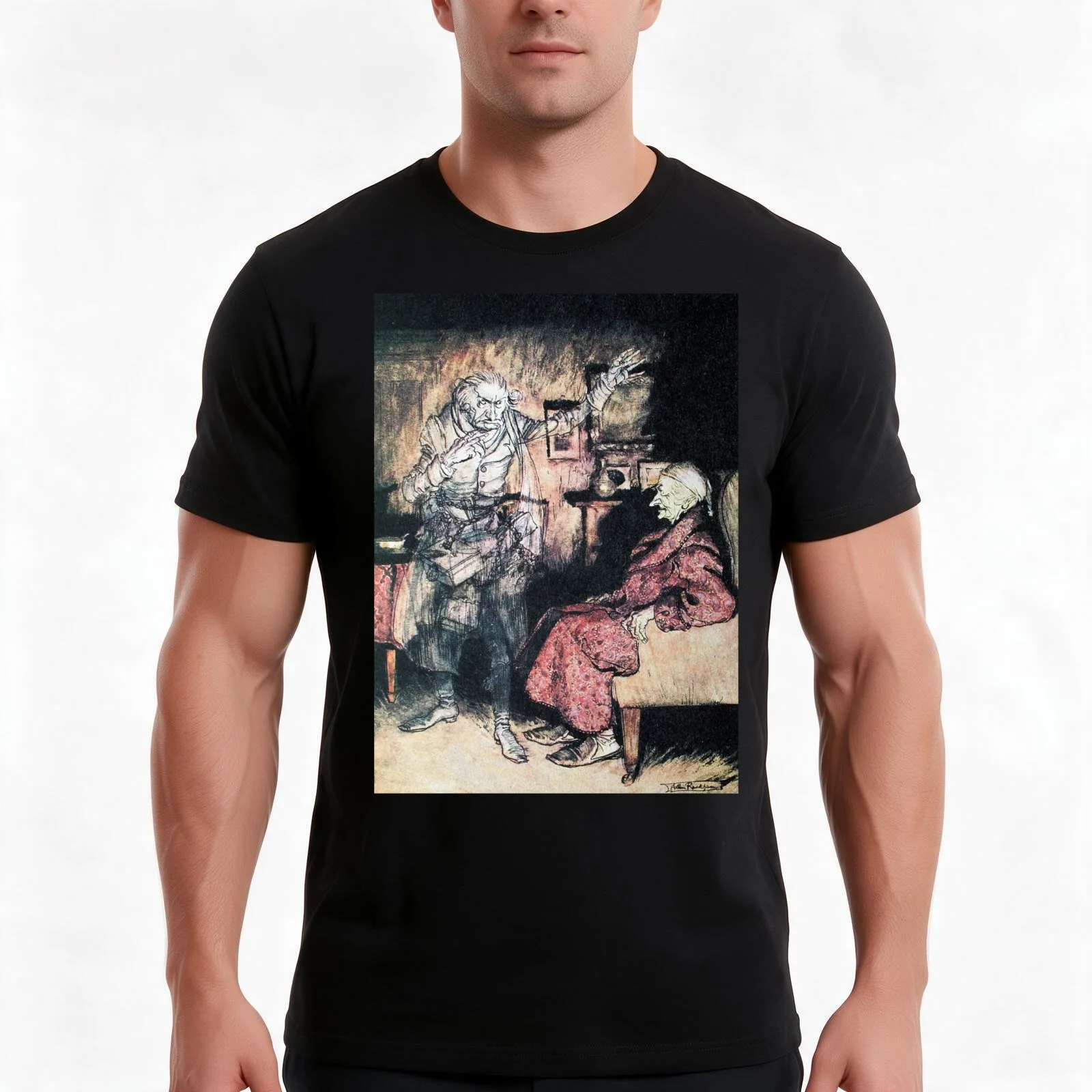 Jacob Marley - A Christmas Carol - Arthur Rackham T-Shirt, Summer Casual Cotton Tee, Oversized Streetwear Tops, Unisex Men Women