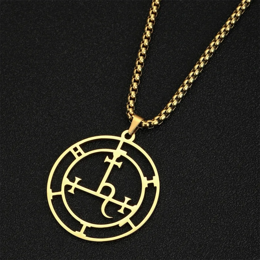 EUEAVAN Mythical Goddess Sigil of Lilith Necklaces Stainless Steel Demon Seal Marbas Pendant Necklace Solomon Amulet Jewelry