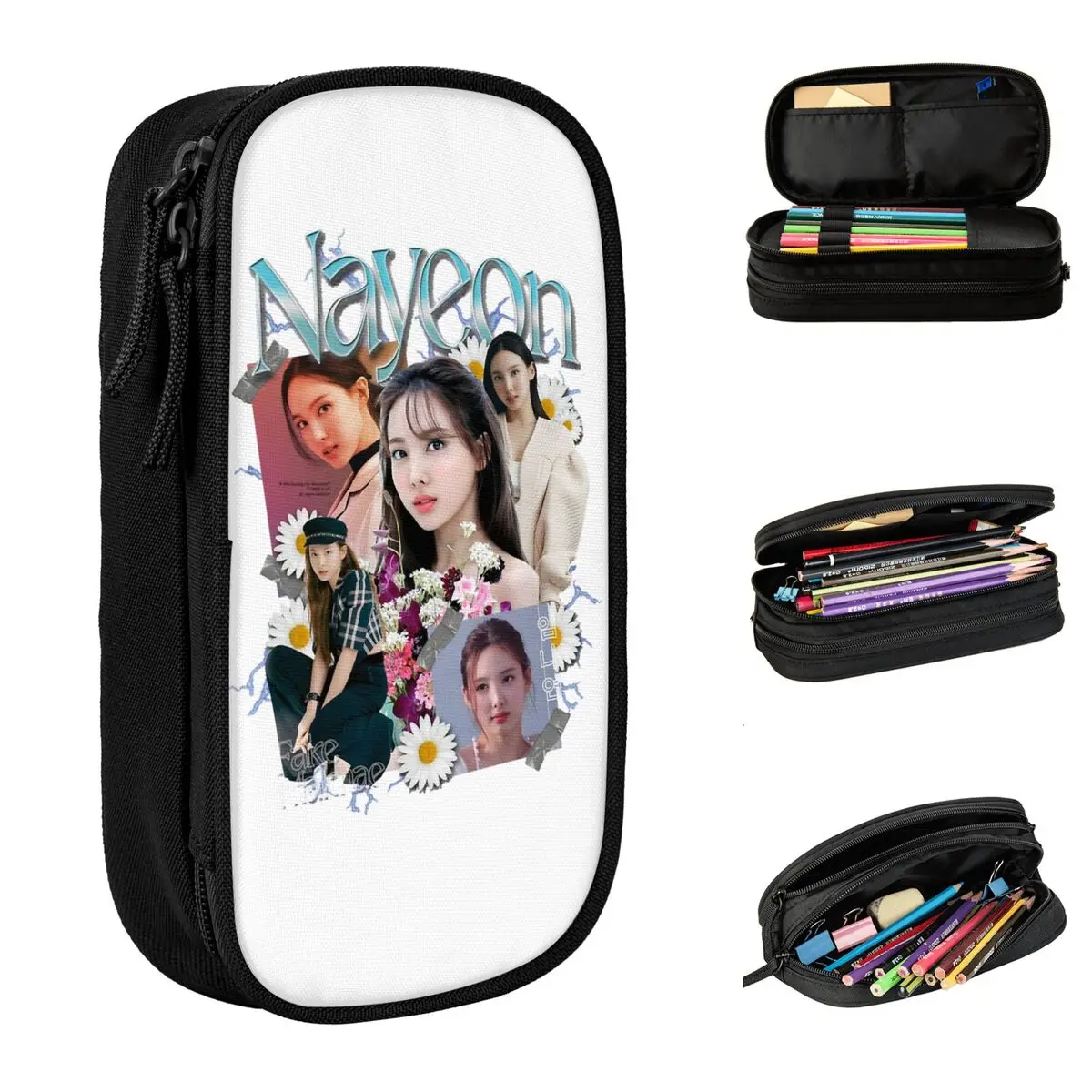 Nayeon TWICE KPOP Pencil Case Pen Holder Bag Girl Boy Large Storage School Supplies Zipper Pencilcases