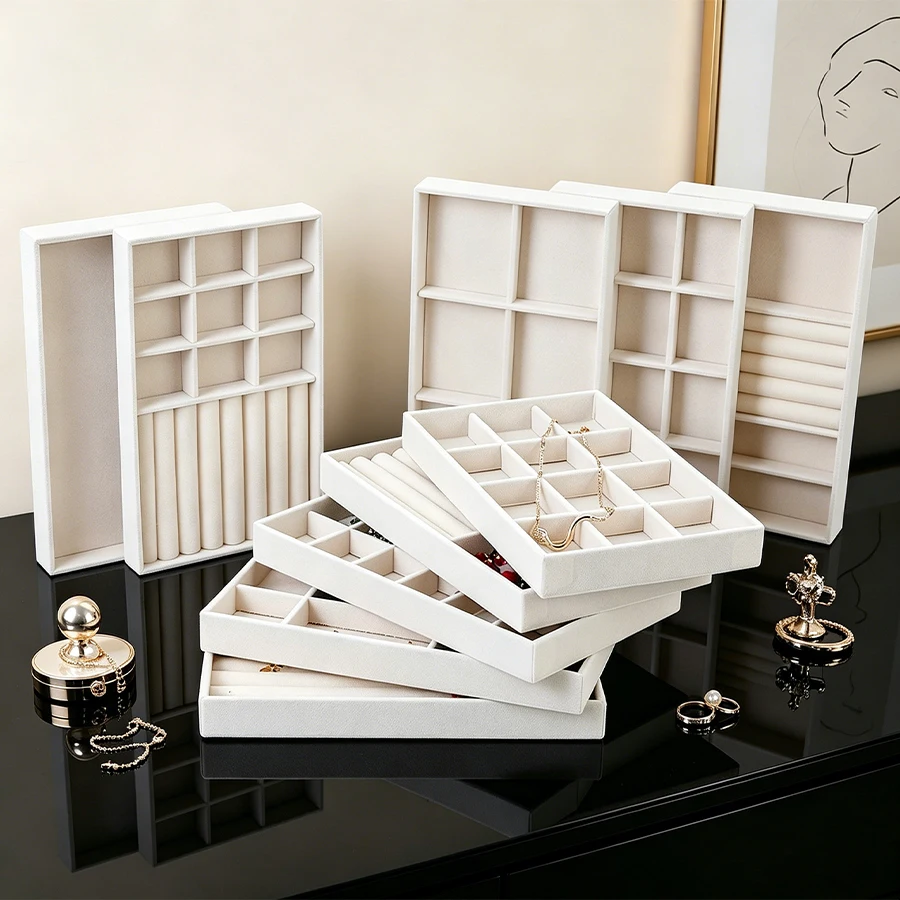 1Pc, Various Specifications Beige Velvet Jewelry Storage Tray, Suitable for Jewelry Storage Drawer and Jewelry Storage Box
