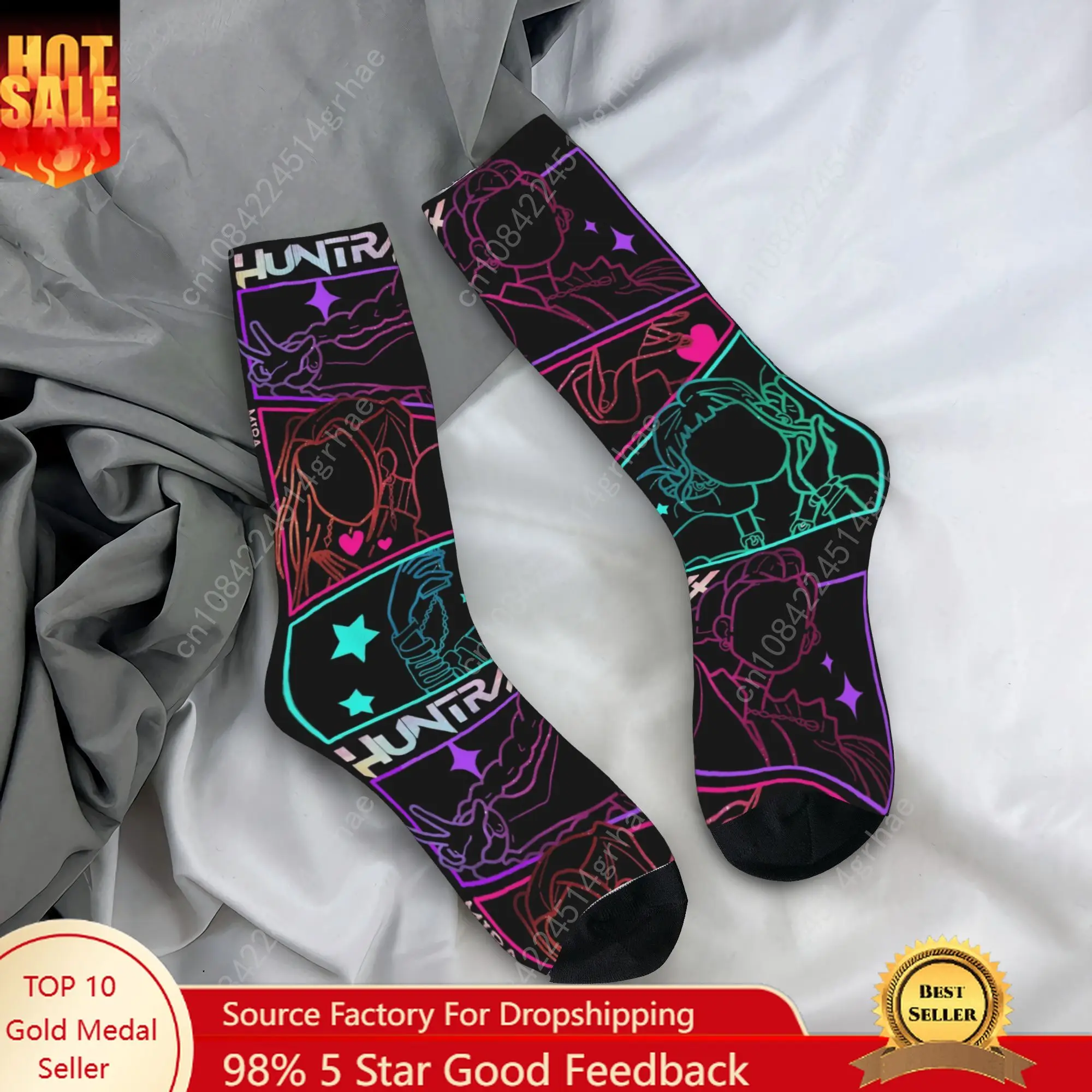 

Huntrix Kpop Demon Hunters Stockings Casual Socks Men High Quality Socks Autumn Running Graphic Anti Sweat Socks Birthday Gift