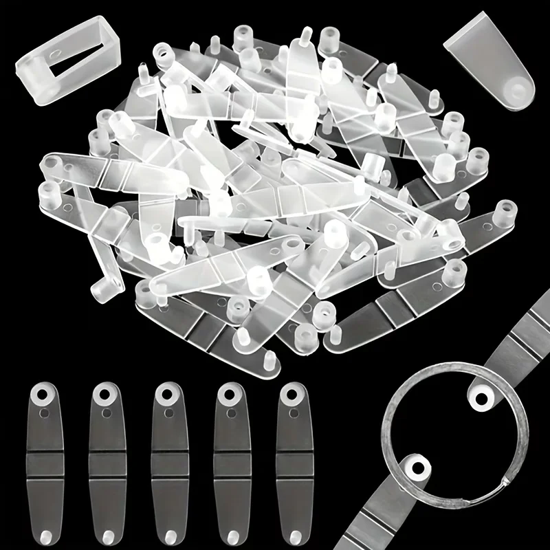 50Pcs Transparent Plastic Key Ring Clips, Small Key Ring Connectors for ID Badge Holders, Office Access Cards, School Cards