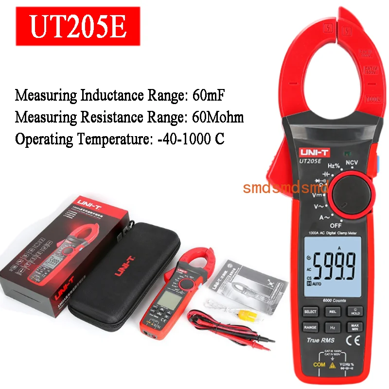 UT205E True RMS Digital Clamp Meter AC DC Current 1000A 1000V LPF 6000 Count Multimetro Tester