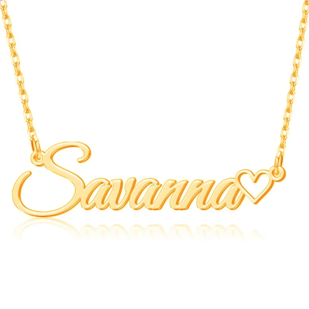 Stainless Steel Name Necklace With Heart Custom Nameplate Kolye Personalized Mother's Day Gift