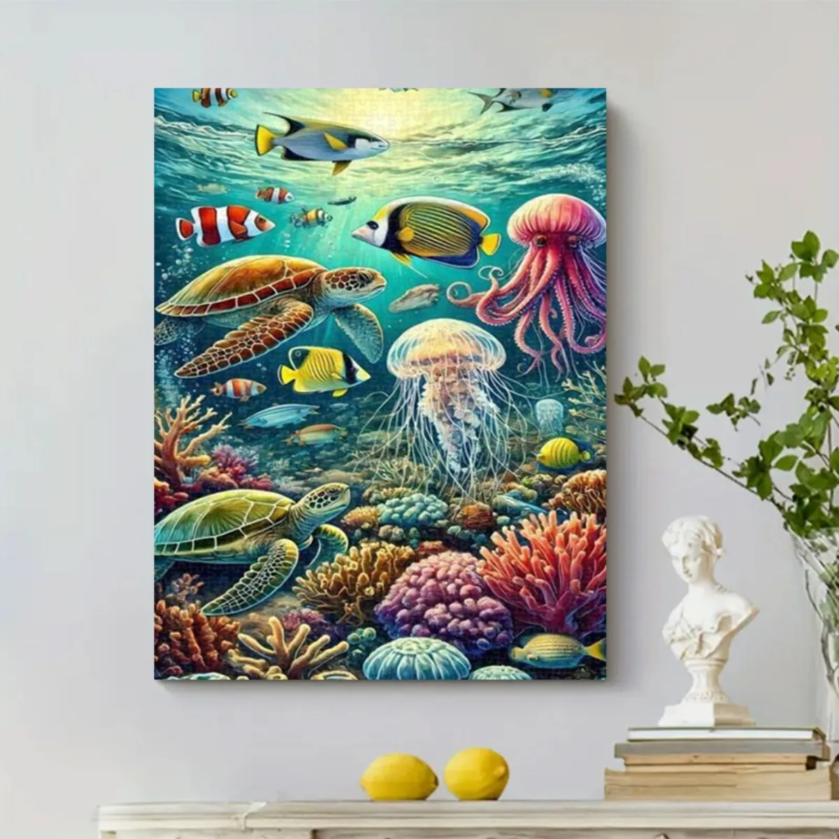 1000 قطعة من أحجية عالم الخيال تحت الماء - مشهد المحيط النابض بالحياة مع السلاحف البحرية والأختام والشعاب المرجانية والسباحة والمزيد - Relaxi