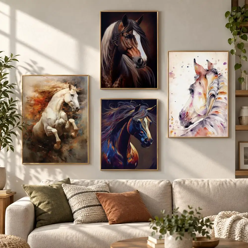 horse Elegant Equine Portrait Rustic Nature Series Poster Contemporary Wall Art Print for Bedroom & Living Room, Unframed