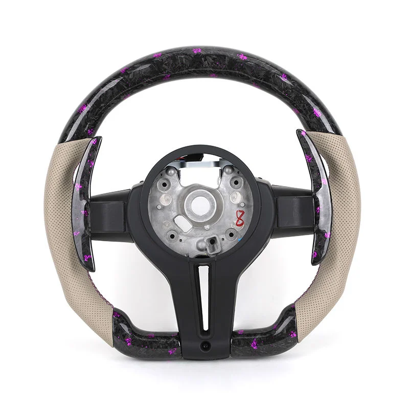 Perforated Leather Led Pink Forged Carbon Fiber  m Sport Car Steering Wheel for E82 540i X5 F15 328i E90 328i E90 X5 E70