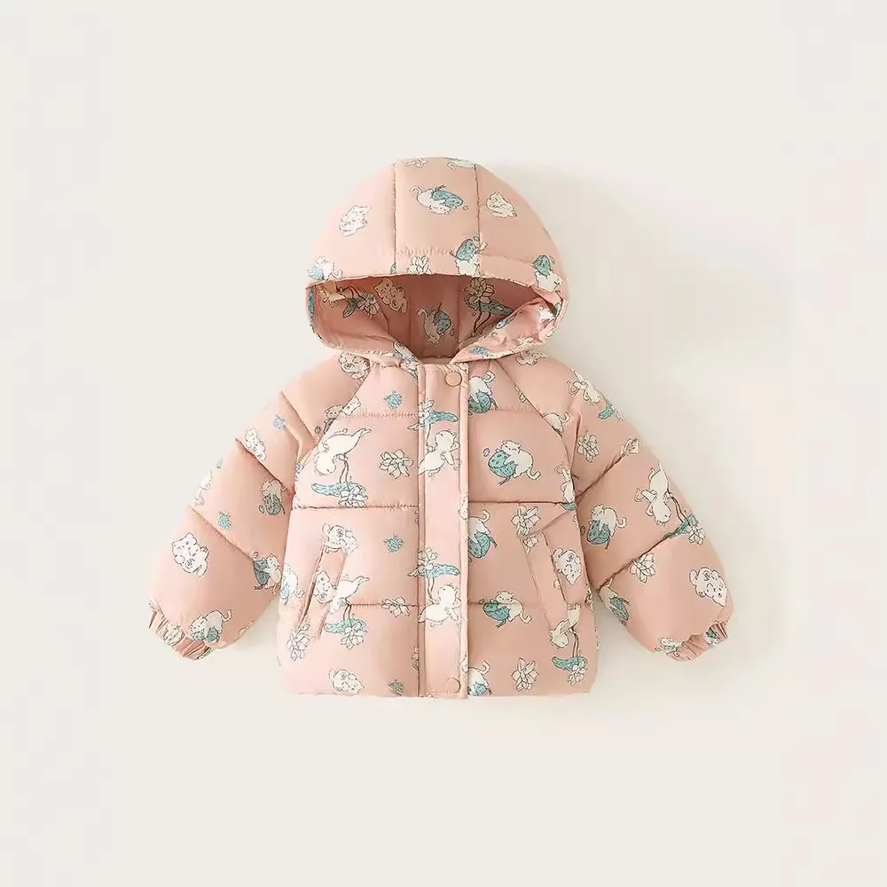 2024 New Boys and Girls Cotton Coat Fashion Children Plush Thick Cotton Jacket Winter Warm Hooded Coat for Children