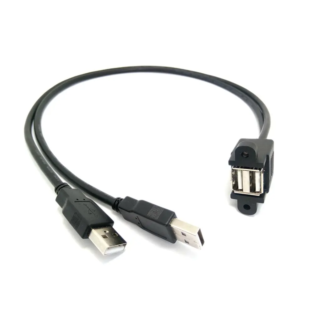 

Dual Port USB 2.0 ONE Male to Female M/F Extension Screw Lock Panel Mount Cable 50cm 25cm 100cm