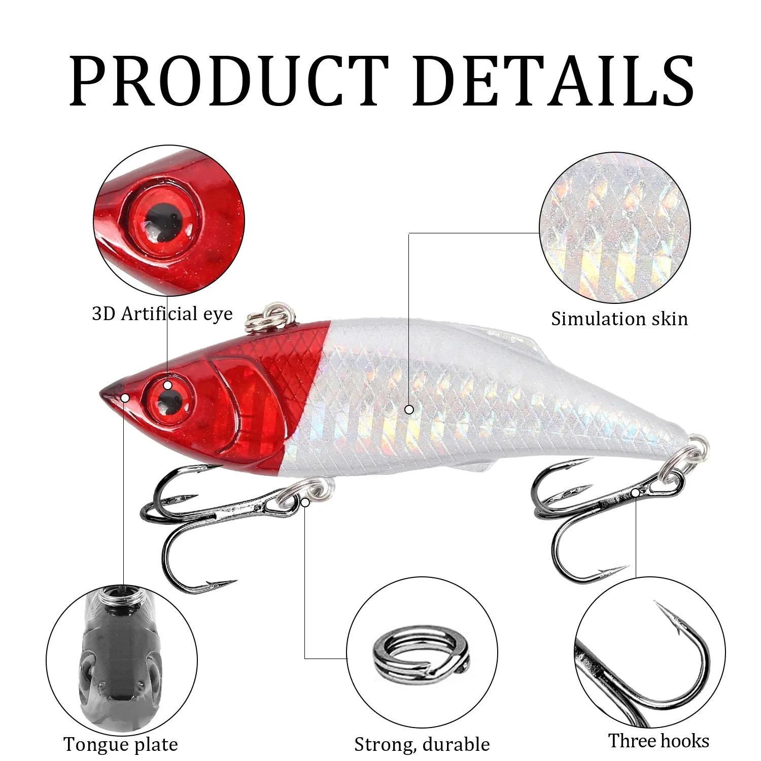 5 قطعة VIB الطعم الصلب الاصطناعي فيبي Lipless البلاستيك الاهتزاز حشرجة الموت غرق هزاز الصيد إغراء ﻿
