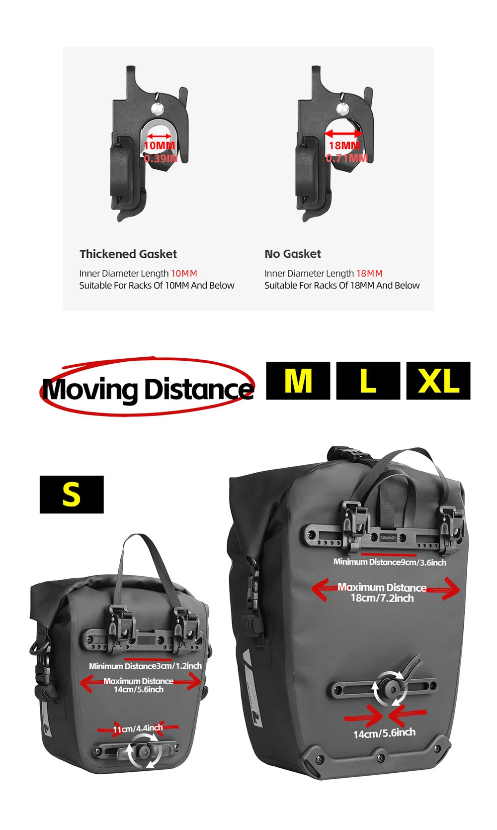 Rhinowalk Fahrradtasche, Schnellverschluss, wasserdicht, Fahrradträger, Seitentasche, Gepäcktasche für Rennrad, MTB, Touren und Klappfahrrad – Detail 10