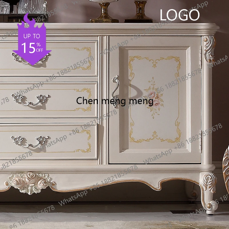 

M78 European-style all-solid wood painted dining side cabinets, household two-door tea cabinets, wine cabinets, restaurant c