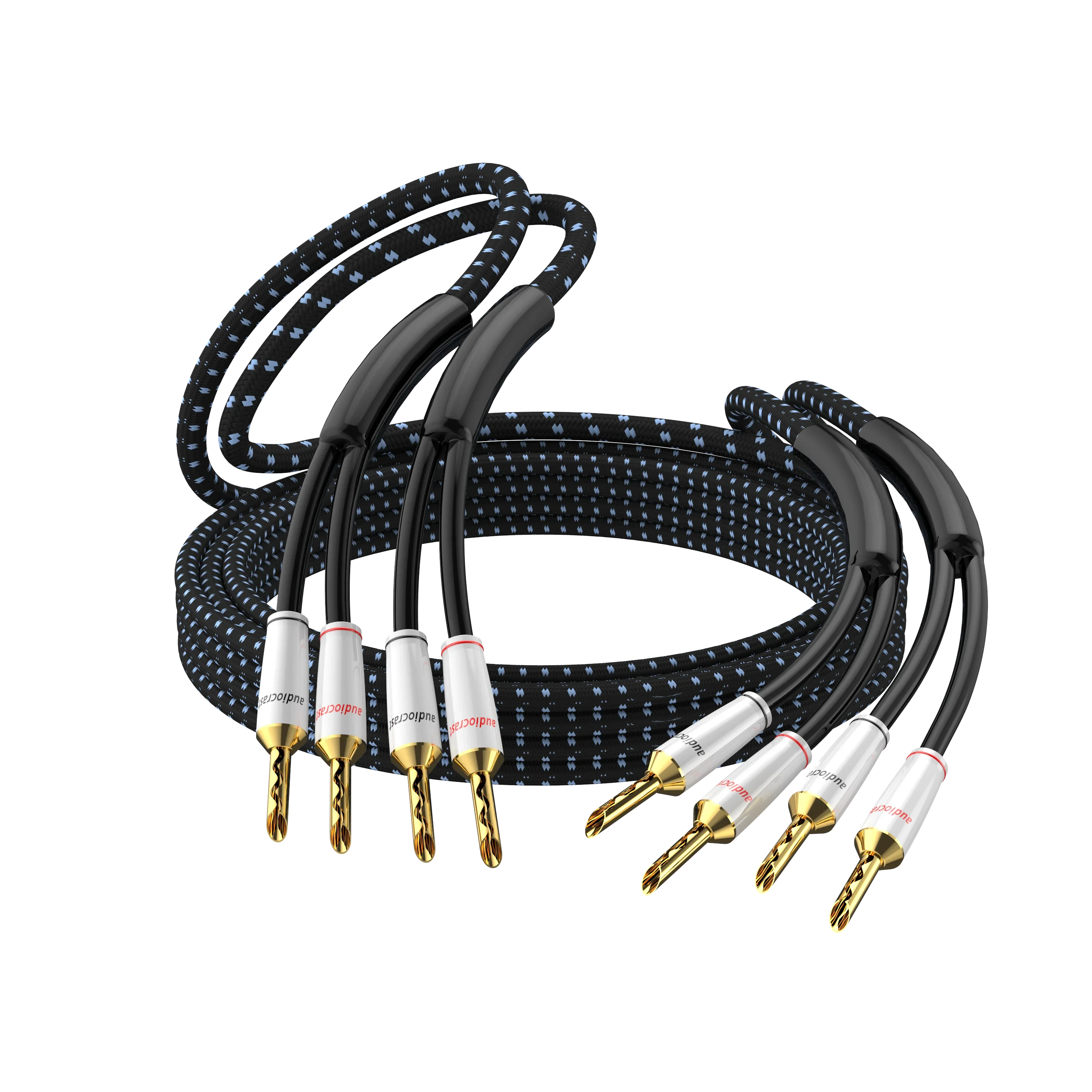 One Pair  SP14 HIFI Silver Plated Speaker Cable Hi-end OCC Loudspeaker Wire For Hi-fi Systems Y Plug Banana Plug