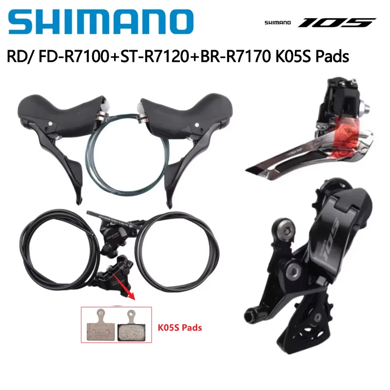 Shimano 105 R7120 R7170 2 x 12 s hydraulischer Scheibenbremssatz R7120 Schalthebel R7170 hydraulische Scheibenbremse R7100 Schaltwerkersatz vorne und hinten – Detail 1