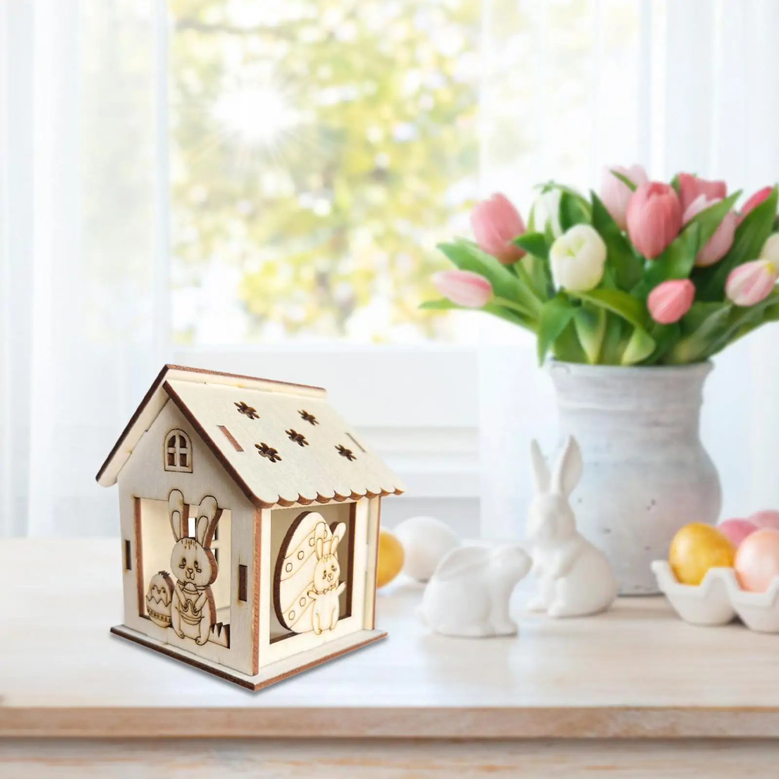 

Деревянный набор для творчества «Весенние домики», 3D-конструктор из дерева «Домик для кроликов» для раскрашивания, подарок на Пасху