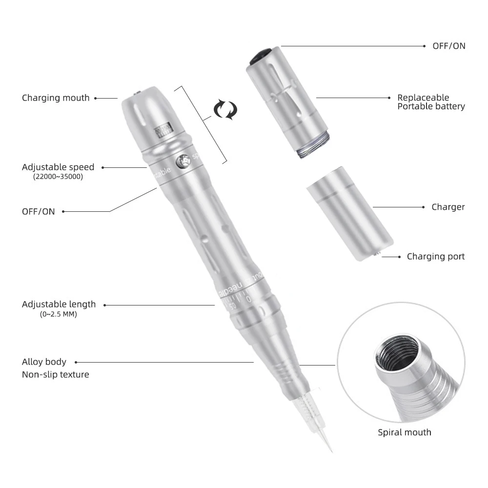 Screw Wireless PMU Permanent makeup Tattoo Eyebrow Machine Pen / Needles Cartrdige