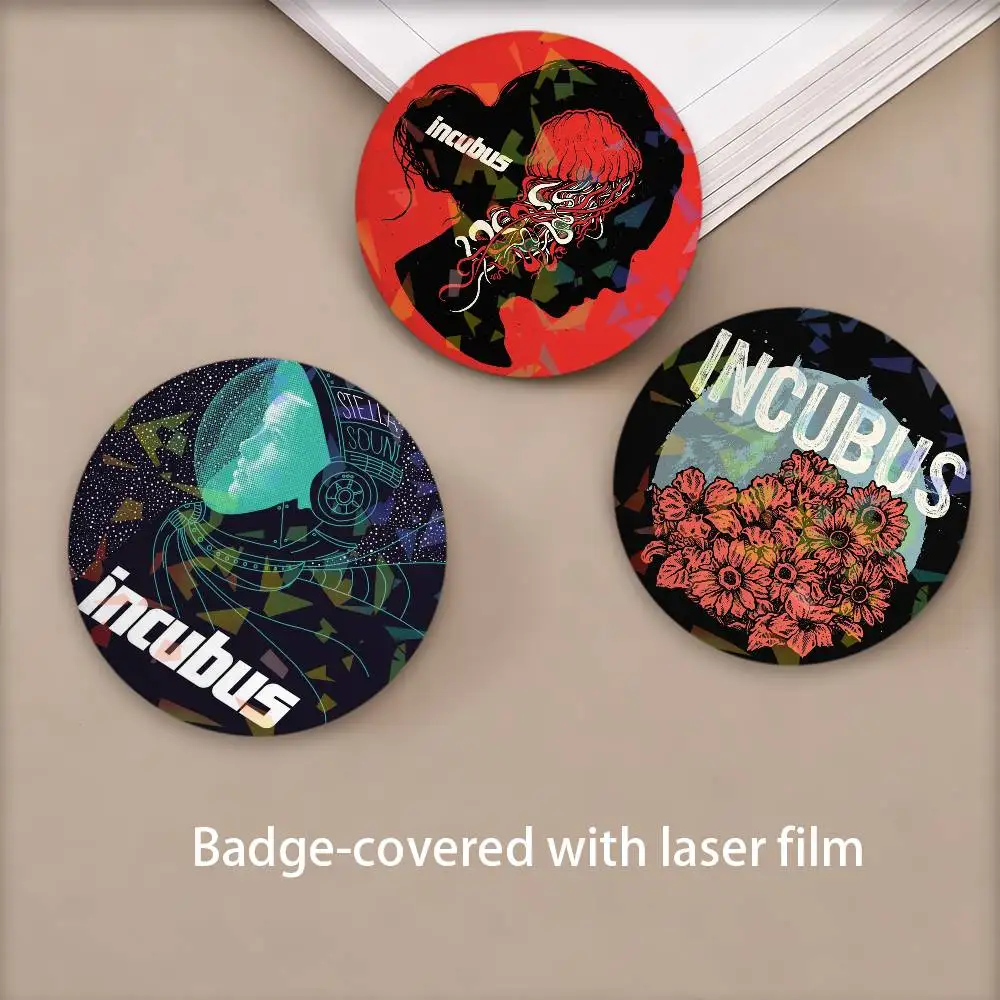 Fashion Band I-Incubus Badges Round Laser Badge Brooch Backpack Accessories