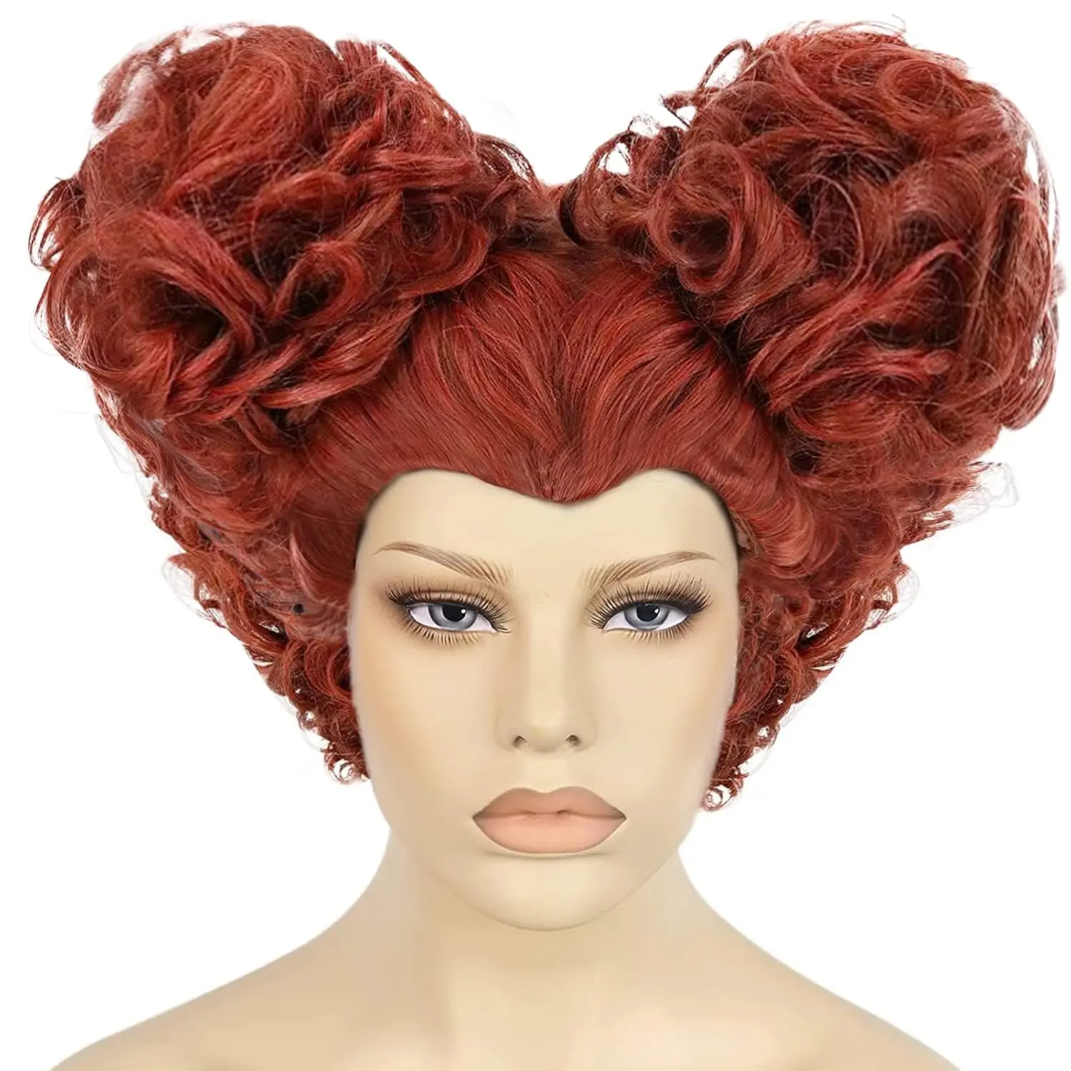 Parrucche per panini a cuore riccio corto da donna marrone rosso per parrucca Anime Queen of Hearts per parrucche per costumi Cosplay per donne di Halloween Peluca