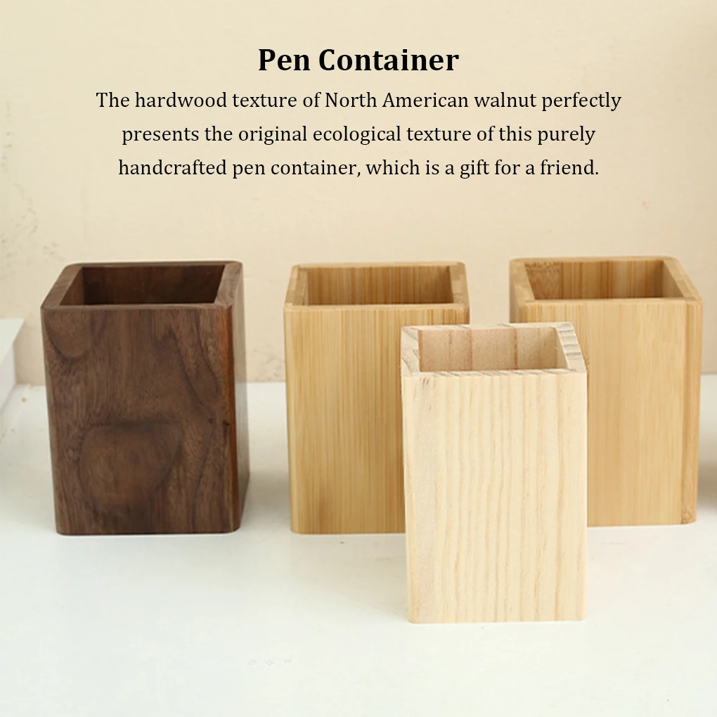 Wood Fragrant Tube Set In Eco-friendly Bamboo Carving For Home And Office Pen Container Pen Wash Box black walnut