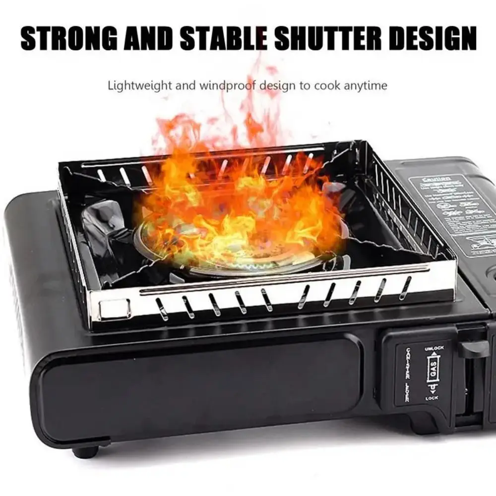 1Pcs Stainless Steel Cassette Furnace Draft Shield Burner Screen Cooking BBQ Gas Stove Wind Screen Camping Hiking Accessories