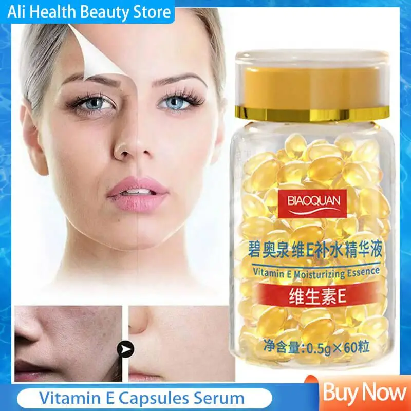 

60pcs/Bottle Vitamin E Soft Gel Capsules Serum Removal Spot Acne Treatment VE Freckle Capsule Whitening Essence Skin Care