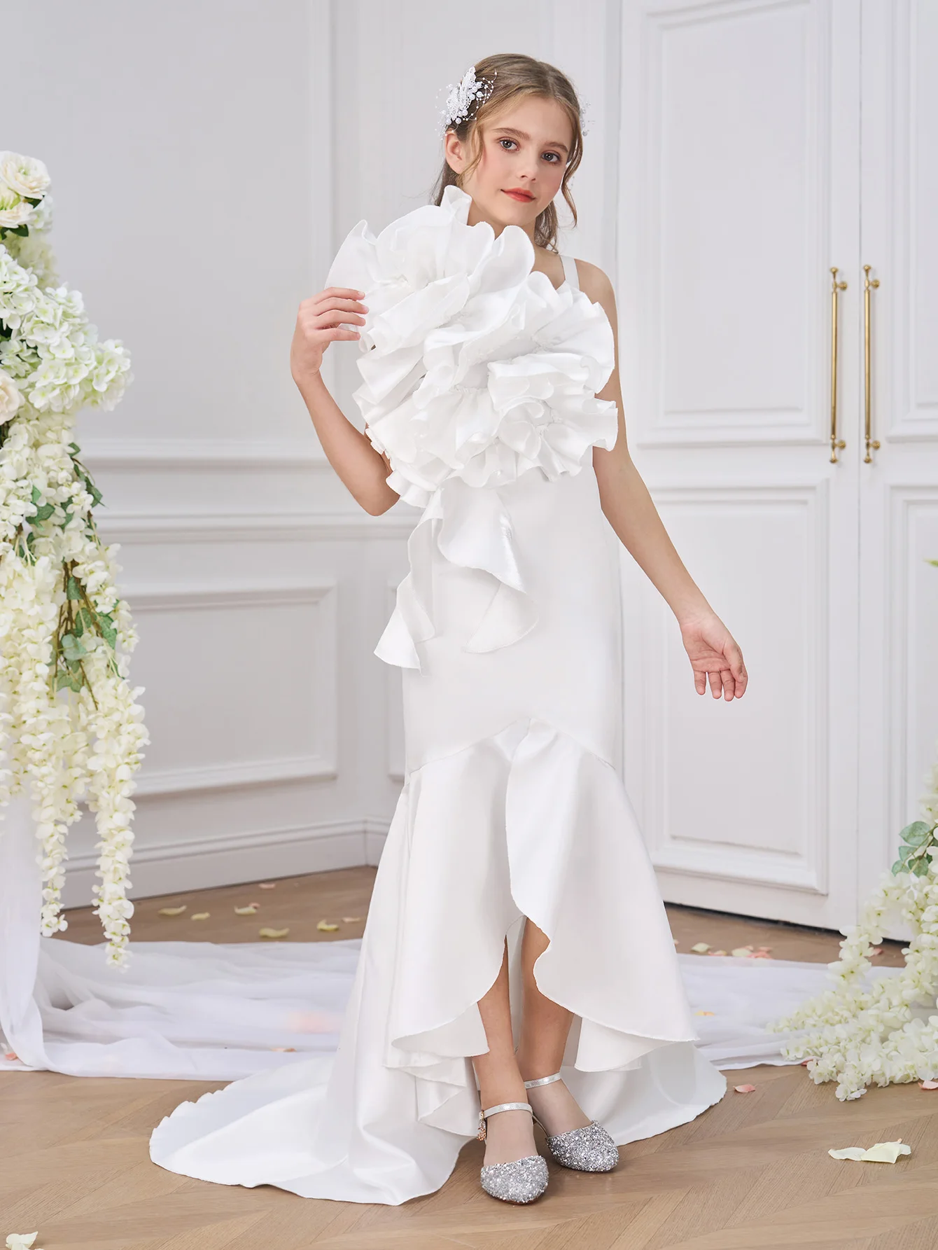 Elegant Bridesmaid Fishtail Girls Dress 3D Flower Wedding Party Princess Gown Summer Birthday Dress Kids First Communion Costume - AliExpress 1501 Elegant Bridesmaid Fishtail Girls Dress 3D Flower Wedding Party Princess Gown Summer Birthday Dress Kids First Communion Costume - AliExpress 1501