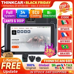 THINKCAR THINKSCAN 689 Professional Car Diagnostic Tools CANFD DOIP Bi-directional ECU Coding 34 Reset Full System Obd2 Scanner