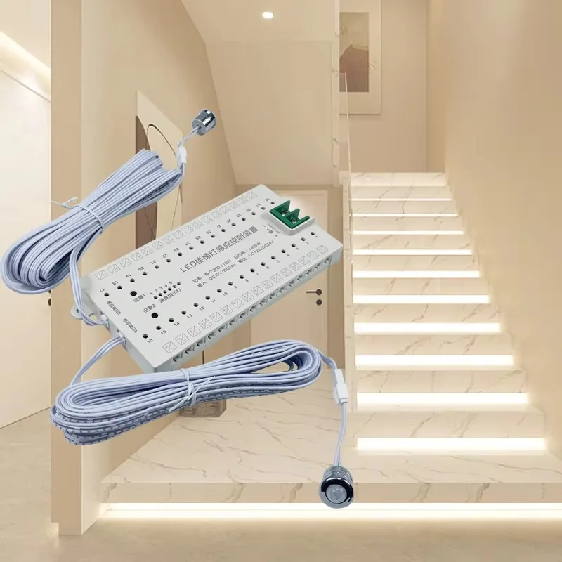 

DC12/24V PIR Motion Sensor 32 Steps Stair Lighting Dimmer Smart Stair Light Auto Controller LED Strip With Motion Sensor