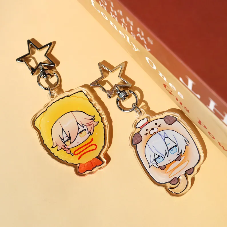 2 Inch Chibi Anime Game Character Acrylic Keychain, Cute Q Version Bag Pendant, Double‑Sided Printed,