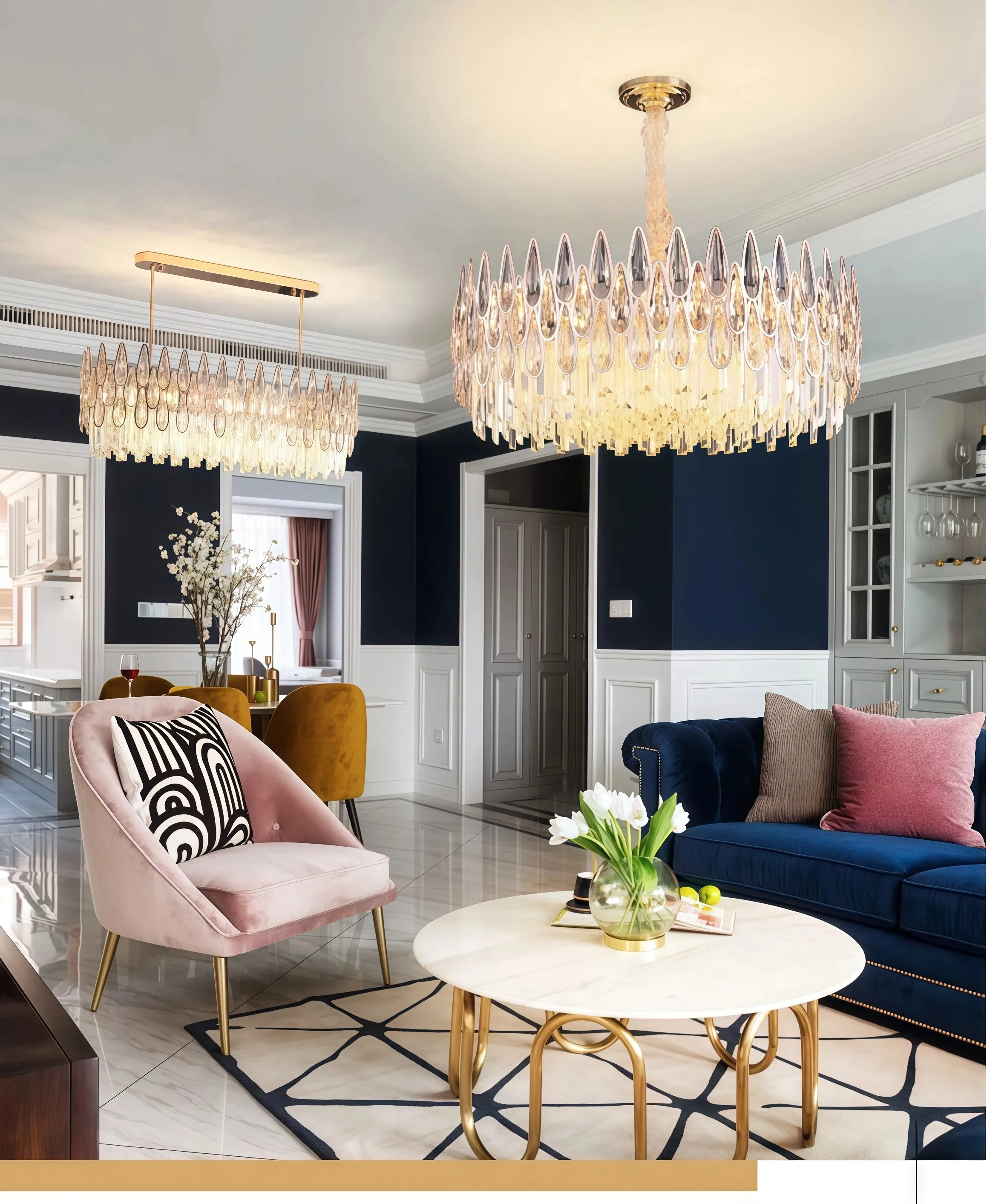 JYLIGHTING Cheap Price  Led Hanging Light Kitchen Bedroom Living Room Ring Stairs Crystal Chandelier Modern Pendant Lights