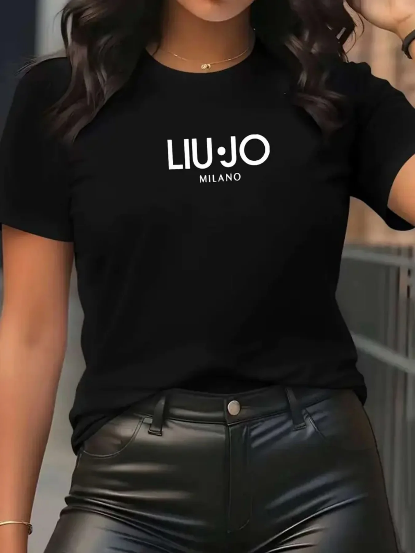 

LIU JO женская футболка для отдыха, модные хлопковые футболки с короткими рукавами, высококачественная футболка люксового бренда, летняя уличная одежда, топы Y2k +